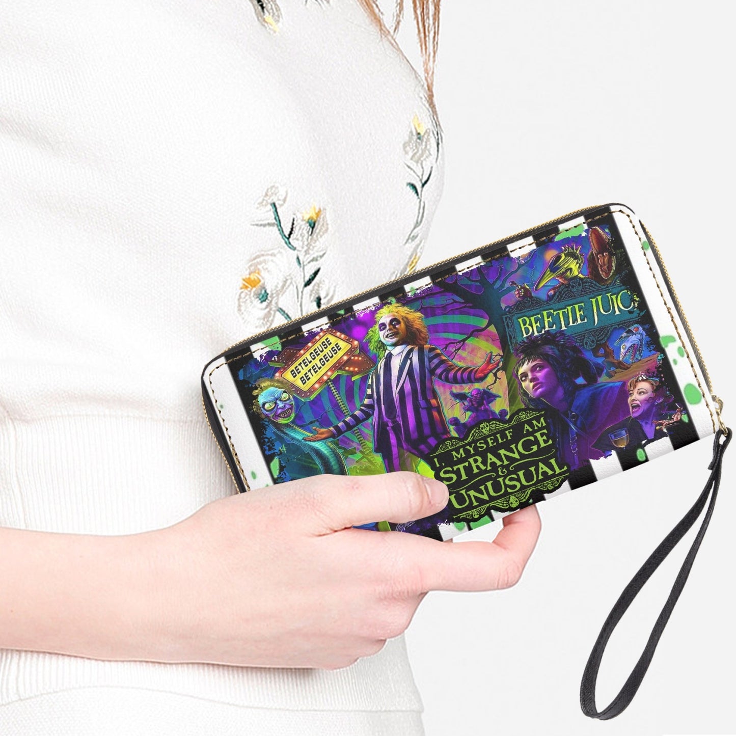 Beetlejuice Leather Wristlet Clutch Wallet