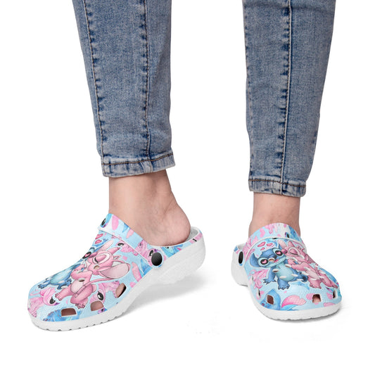 Stitch and Angel All Over Printed Clogs