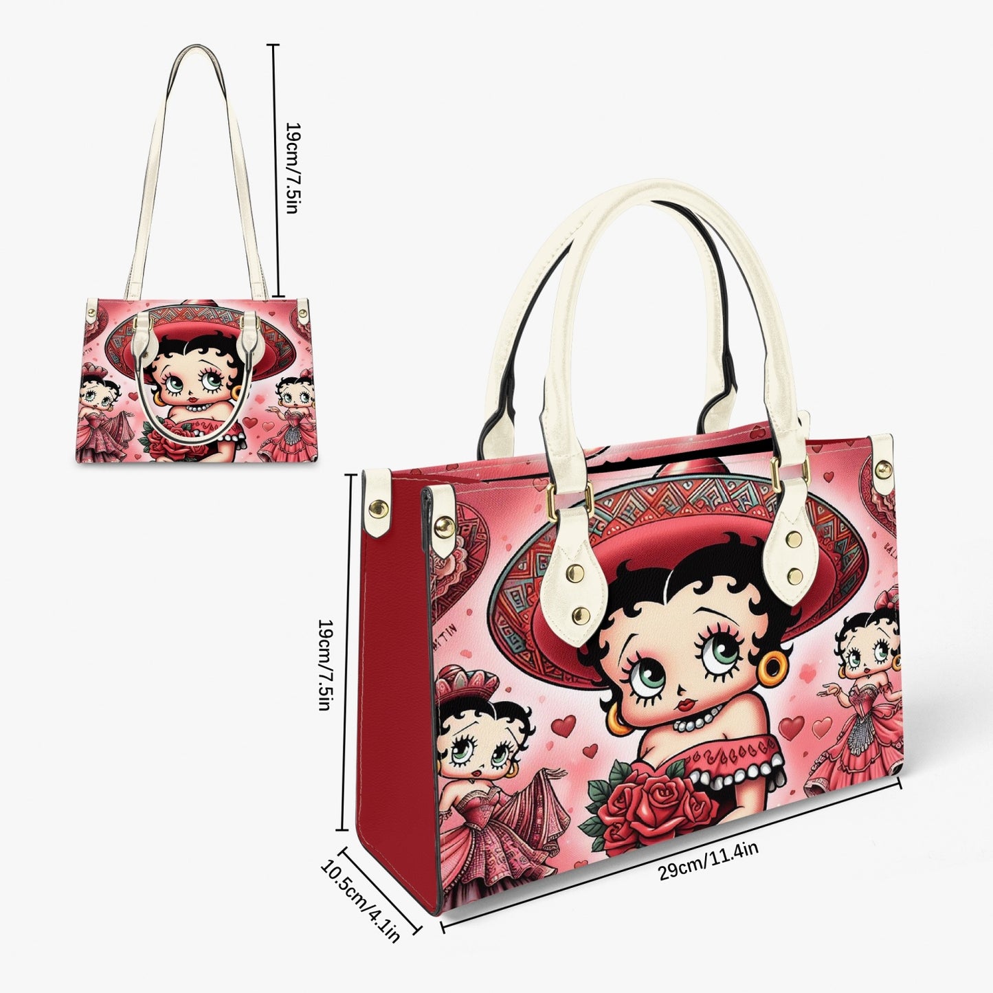 Mexican Betty Boop Purse with handles and a Long Strap