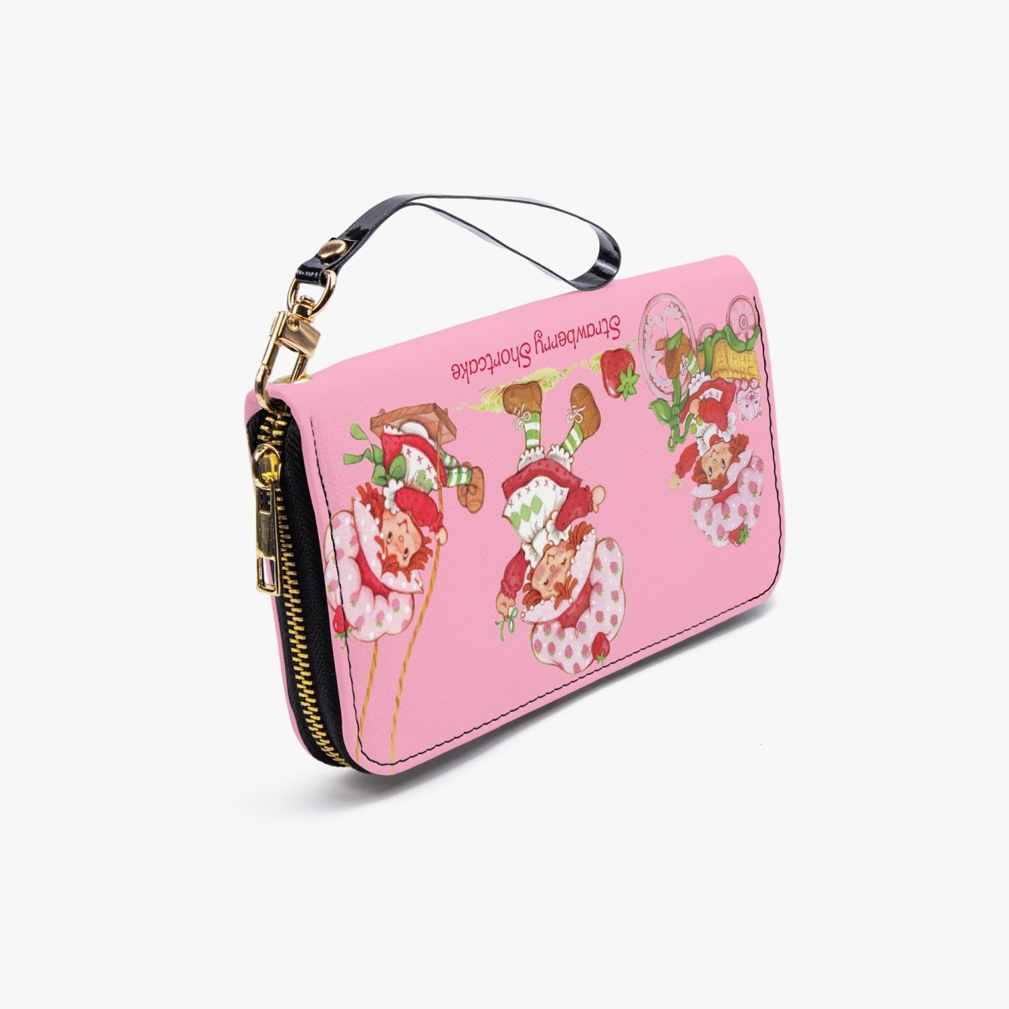 strawberry shortcake Leather Strap Zipper Wallet option 2