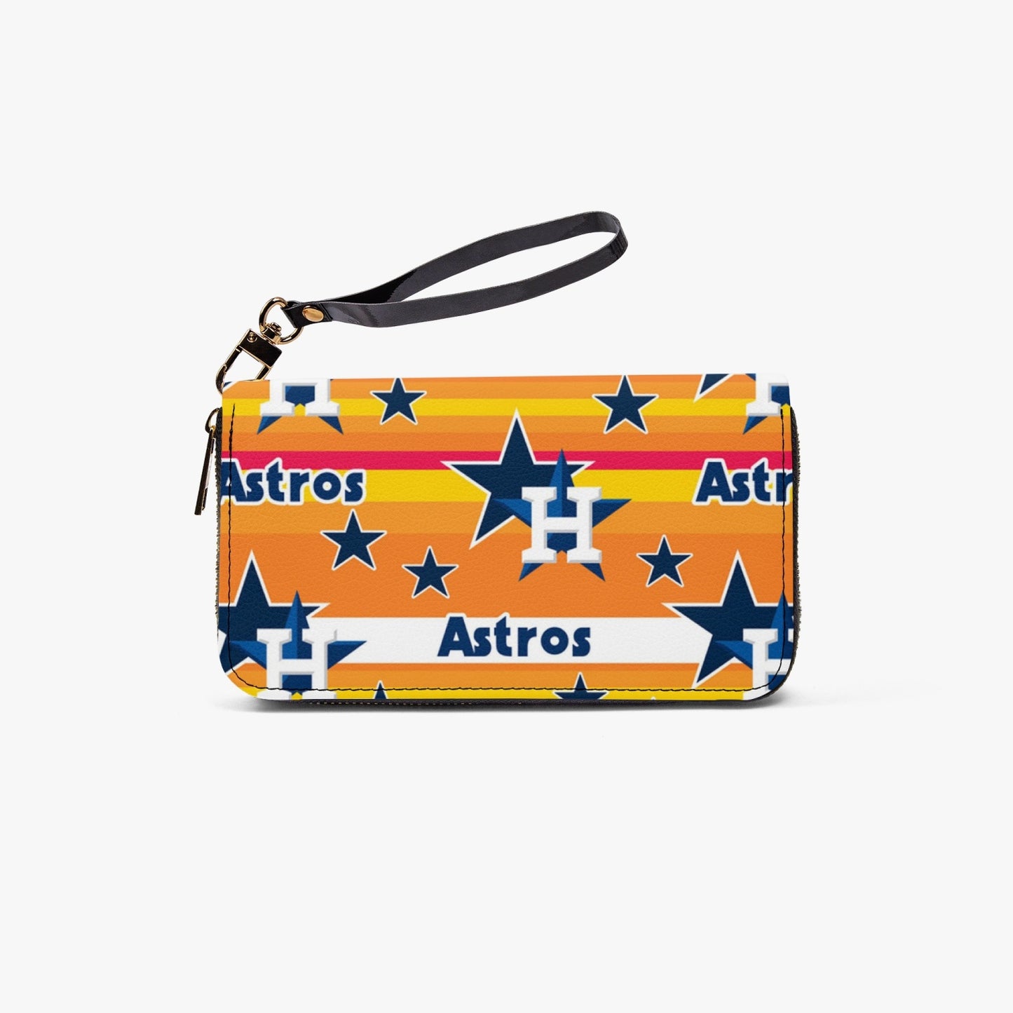 Astros themed Leather Strap Zipper Wallet