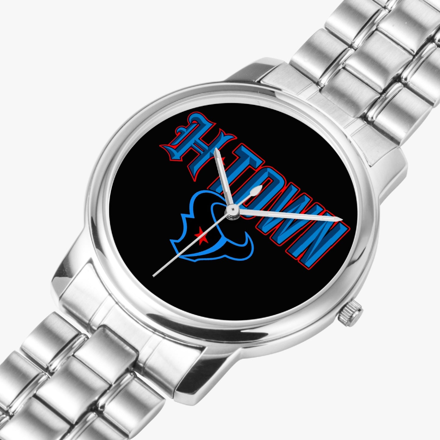 H-Town Folding Clasp Type Stainless Steel Quartz Watch