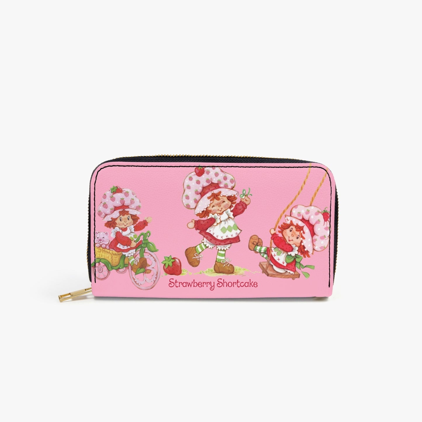 strawberry shortcake Leather Strap Zipper Wallet option 2