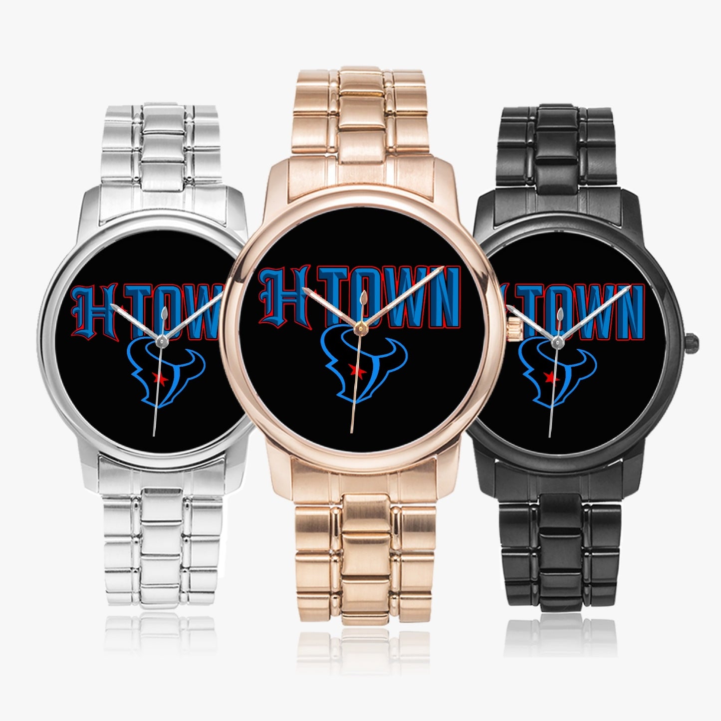 H-Town Folding Clasp Type Stainless Steel Quartz Watch
